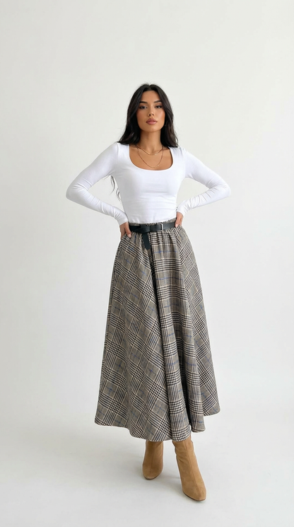 Jupe longue à carreaux